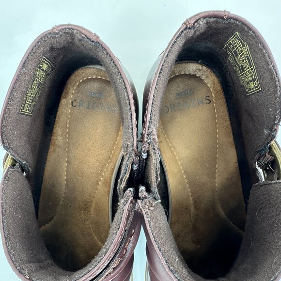 EARTH ORIGINS Abby Leather Ankle Boots Size 8.5M Walnut Brown Zip Side Buckle - Picture 3 of 10